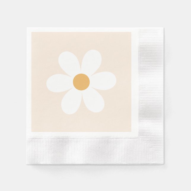 Retro daisy cream boho napkins (Front)