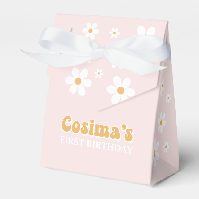 Retro Daisy Custom  Favour Box (Front Side)