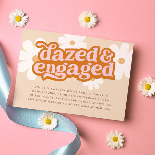 Retro Daisy Dazed & Engaged Bachelorette Party Invitation