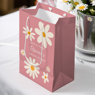Retro daisy desert pink bridal shower favor custom medium gift bag