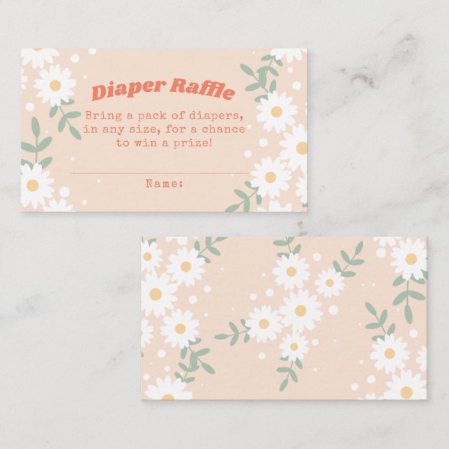 Retro Daisy Festival Diaper Raffle Insert Card (Front/Back)