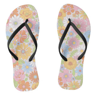 Retro Daisy Flip Flops, Pair of Daisy Flip Flops