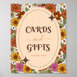 Retro Daisy Floral Groovy Hippie Cards & Gifts Poster