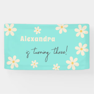Retro Daisy floral kids birthday Banner