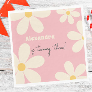 Retro Daisy floral kids birthday Napkin