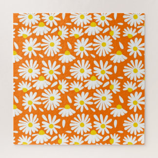 Retro daisy floral: orange vintage. jigsaw puzzle