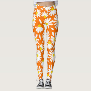 Retro daisy floral: orange vintage. leggings