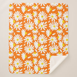 Retro daisy floral: orange vintage. sherpa blanket