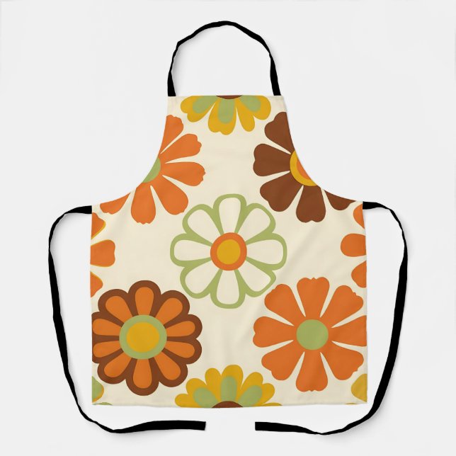 Retro Daisy Floral Pattern Apron (Front)