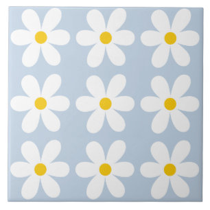Retro Daisy Floral Pattern Ceramic Tile