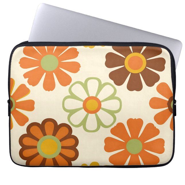 Retro Daisy Floral Pattern Laptop Sleeve (Front)