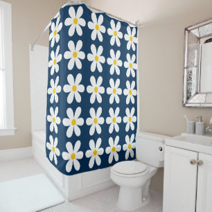 Retro Daisy Floral Pattern Shower Curtain
