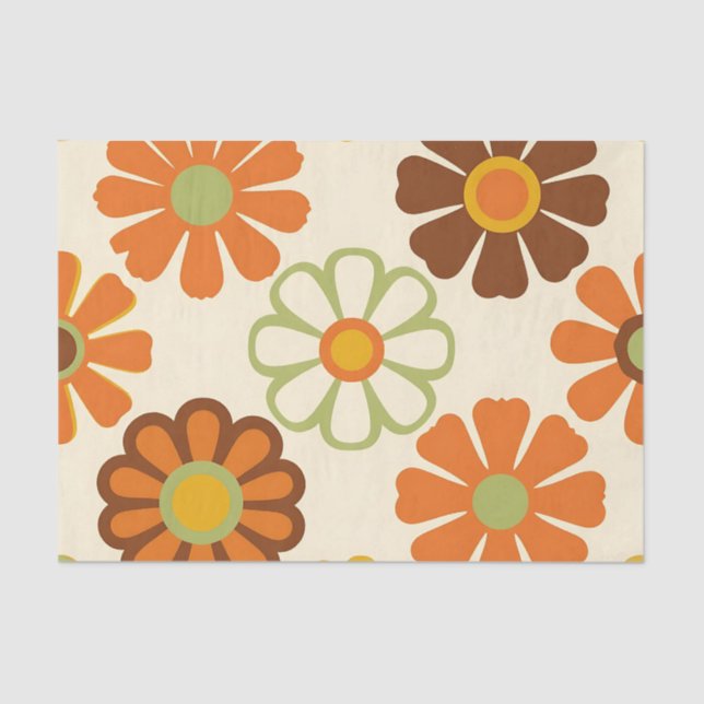 Retro Daisy Floral Pattern Tissue Paper (Front)