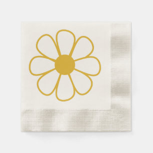Retro Daisy Flower Single in Mustard Yellow Napkin