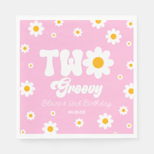 Retro Daisy Flower Two Groovy 2nd Birthday Party Napkin