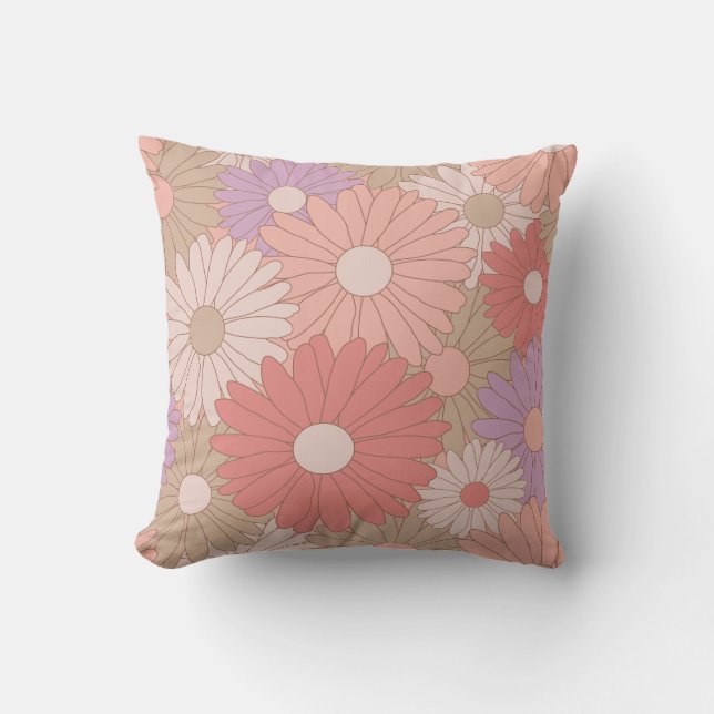 Retro daisy flowers cushion (Front)