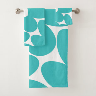 Retro Daisy Flowers in Soft Turquoise #1 #floral Bath Towel Set