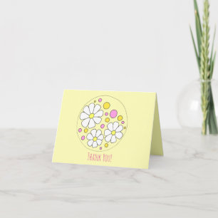 Retro Daisy Flowers Thank You Note Card