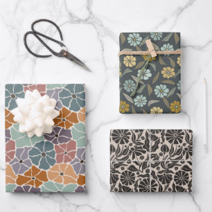 Retro Daisy & Flowers Wrapping Paper Sheet
