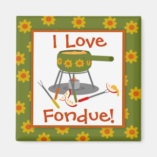 Retro Daisy Fondue Pot I Love Fondue Magnet