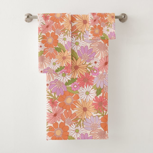 Retro Daisy Garden     Bath Towel Set (Insitu)