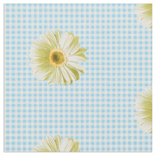 Retro Daisy Gingham Pattern Fabric