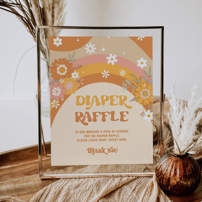 Retro daisy groovy baby Diaper raffle Poster (Creator Uploaded)
