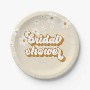 Retro Daisy Groovy bridal shower Paper Plate