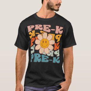 Retro Daisy Groovy Colourful PreK Teacher Student T-Shirt