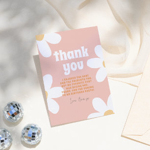 Retro Daisy Groovy Girl Birthday Party Thank You Card