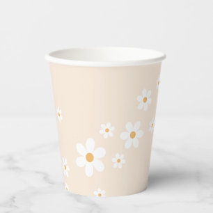 Retro Daisy Groovy tan Paper Cups