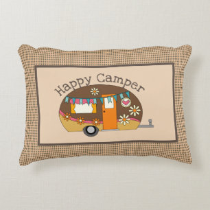 Retro Daisy Happy Camper Decorative Cushion