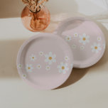 Retro Daisy Light Pink Floral Paper Plate<br><div class="desc">Retro inspired baby shower plates with 70s style daisies and boho colours.</div>