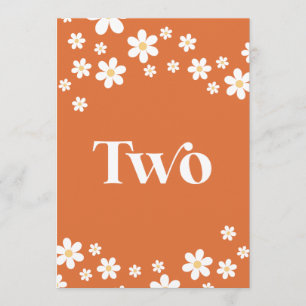 Retro daisy orange bridal shower table two invitation