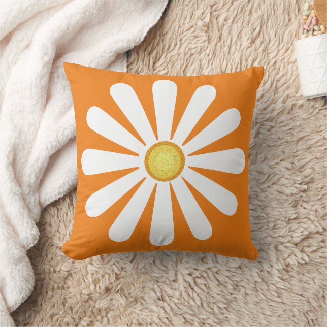 Retro daisy orange cushion (Blanket)