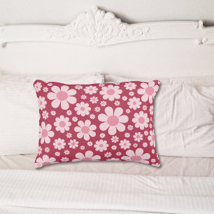 Retro Daisy Pattern Pink Decorative Cushion