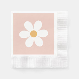 Retro daisy pink boho napkin