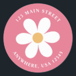 Retro daisy pink boho return address label<br><div class="desc">Retro inspired first birthday return address labels with 70's style daisies and boho fonts and colours.</div>