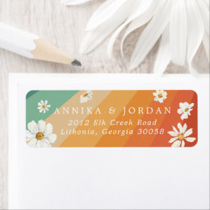 Retro Daisy Rainbow Address Label Return Address Label