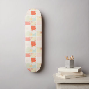 Retro daisy Red Pink Aqua Blue Floral Birthday par Skateboard