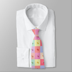 Retro daisy Red Pink Blue Flowers pattern Birthday Tie