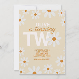 Retro Daisy Second Birthday Party Invitations