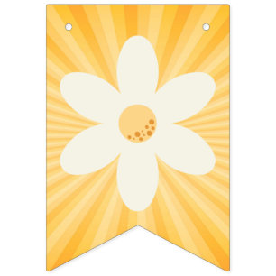 Retro Daisy Sunburst Yellow Bunting Flags   Groovy