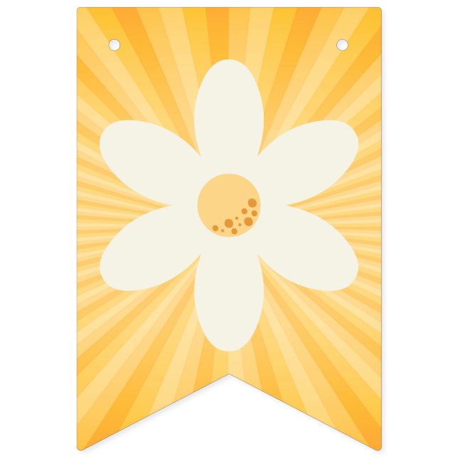 Retro Daisy Sunburst Yellow Bunting Flags | Groovy (First Flag)