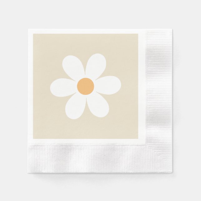 Retro daisy tan boho napkin (Front)