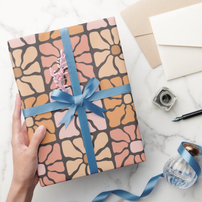 Retro Daisy Tiles Wrapping Paper (Gifting)
