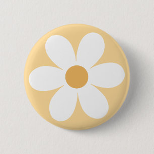 Retro daisy yellow boho 6 cm round badge