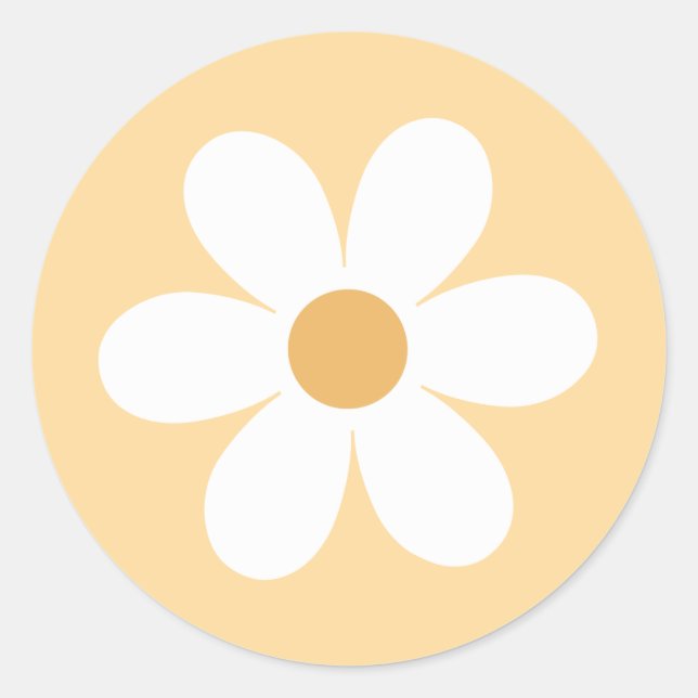 Retro daisy yellow boho classic round sticker (Front)
