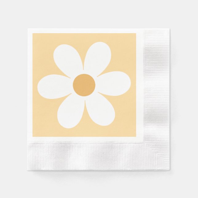 Retro daisy yellow boho napkin (Front)