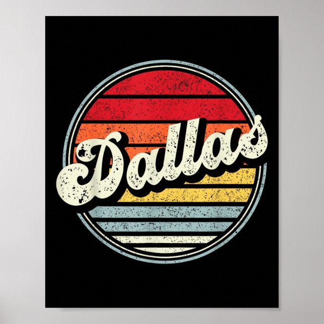 Retro Dallas Home State Cool 70s Style Sunset Men  Poster (Front)